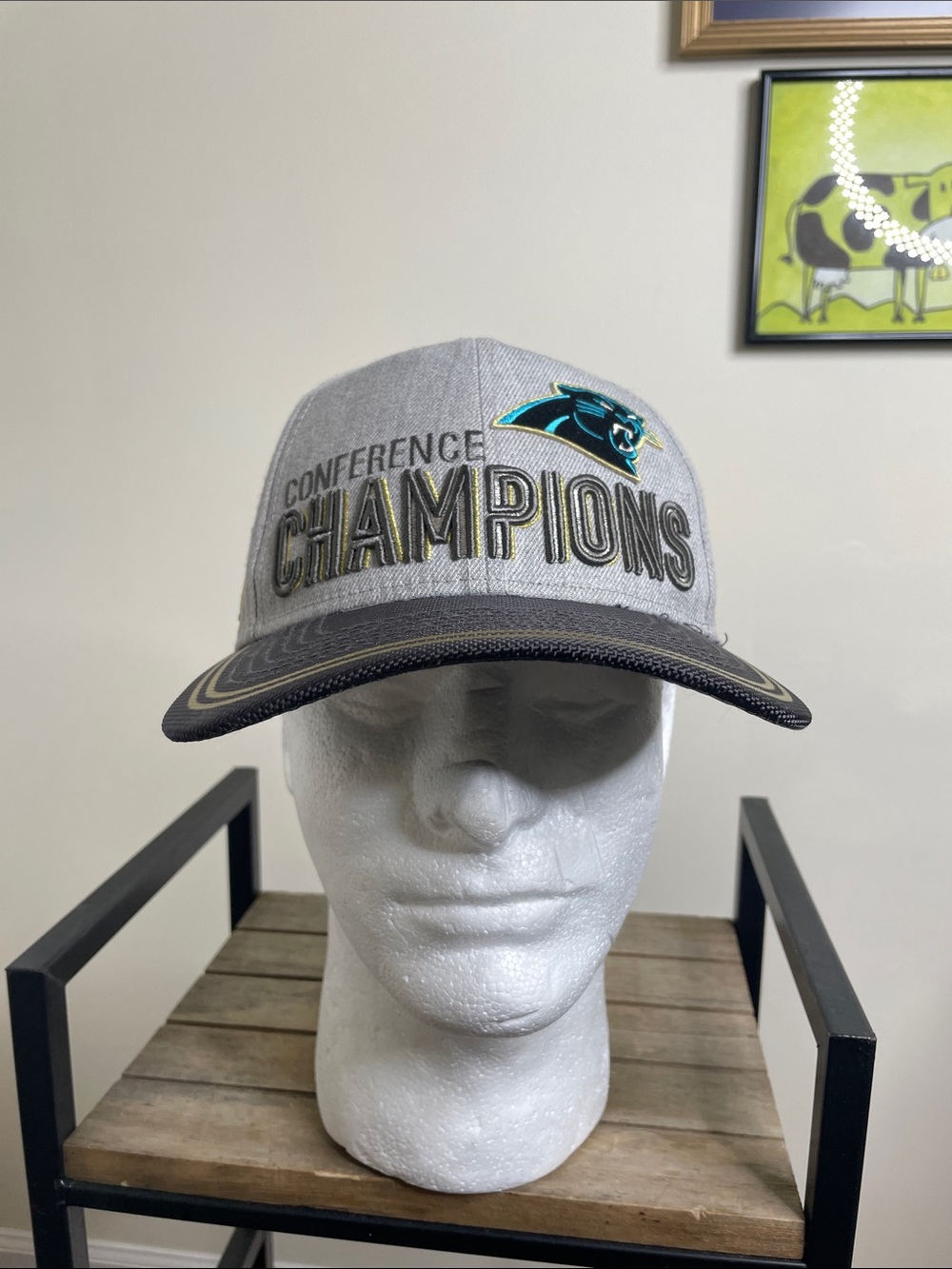 New Era Gray Carolina Panthers Conference Champions Hat with Black Trim
